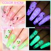 MEET ACROSS 6 Colors Candy Luminous Gel Nail Polish Set, Glow in Dark Nail Gel Polish with Nail Brush, Cute Luminous Gel Nail Polish within Different Shape Sequins for DIY Nail Art Salon