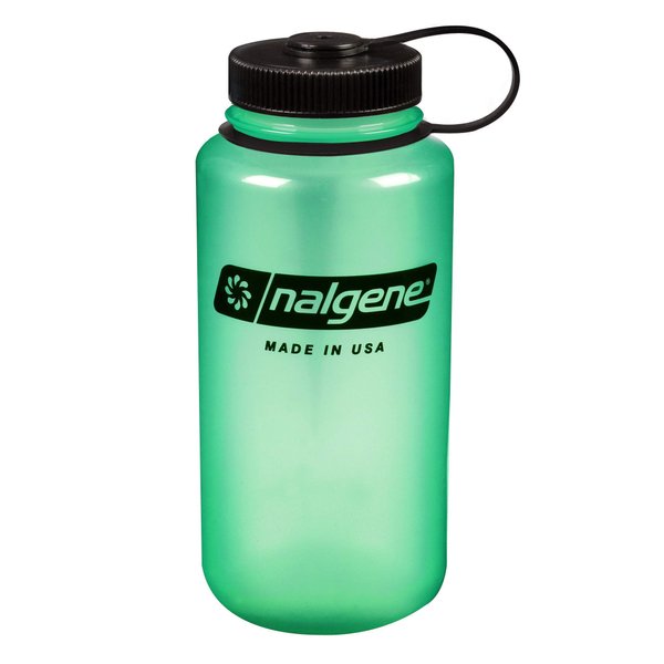 Nalgene Tritan Wide Mouth BPA-Free Water Bottle, Glows Green, 1 Quart, 32 oz