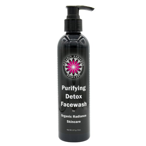 Organic Radiance Skincare Purifying Black Facewash Activated Charcoal Cleanser for Acne-Prone Skin, Pollution Defense, Sunscreen & Makeup Removal, Gentle for Sensitive Skin, with Bilberry 8 oz