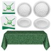 durony 73 Pieces Golf Party Supplies Include Golf Plates and Napkins Green Grass Field Plastic Tablecloth Golf Disposable Tableware Set for Sports Theme Party Supplies Birthday Serve 24 Guests