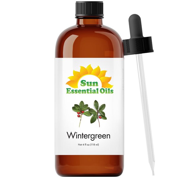 Sun Essential Oils - Wintergreen 4oz Bottle for Humidifier, Diffuser, Aromatherapy, Soap and Candle Making - Aromatherapy Oil