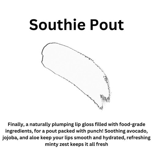 Healthy, Naturally Lip Plumping Clear LipGloss, Southie Pout (.25oz) - Vegan, Plant-Based ingredients. Cooling Mint Enhances Fullness, while Avocado Oil and Jojoba provides lasting Hydration.