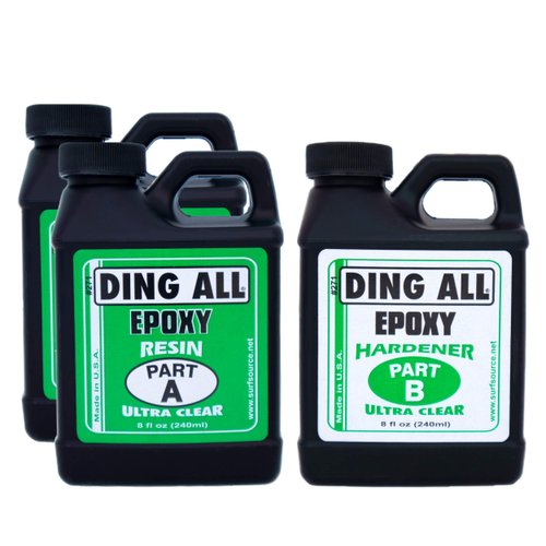 Ding All 24 Ounces Epoxy Resin Kit with 2 Parts Resin to 1 Part hardener For Surfboard Construction, Ding Repairs, and Other Epoxy Repair Projects