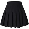 SANGTREE Toddler Little & Big Girls' Women Solid Plain Pleated School Uniform Short A-Line Skirt, Black, 13-14 Years/Height 66.9" = Tag 170