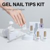 AILLSA Gel Nail Kit Short Almond Nail Tips 240pcs with 2 In 1 Nail Glue Base Coat and Nail Dehydrator, Soft Gel Full Nail Kit with Nail Lamp Top Coat for Starters Home Salon