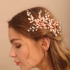 Jumwrit Wedding Flower Hair Comb Rhinestone Hair Comb with Leaves Bridal Hair Accessories Headpiece for Women Wedding（Silver）