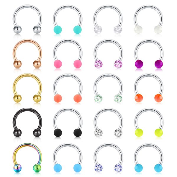 Mayhoop 16G Stainless Steel Horseshoe Nose Septum Rings Piercing Jewelry Cartilage Helix Tragus Earring Hoop Lip Horseshoe Piercing Retainer for Women Men 8mm 5/16"