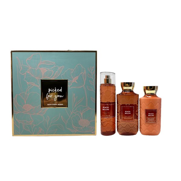 Generic Bath and Body Work Picked For You Peach Bellini - Giftt Box Set - Fragrance Mist, Body Lotion and Body Wash
