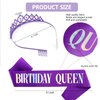 Purple Birthday Sash & AB Rhinestones Purple Crown Kit, Purple Birthday Decorations Purple Tiara Birthday Crowns for Women Girls Purple Birthday Crown and Tiara Purple Birthday Gifts for Women