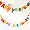 Meygajoe Pre-Strung Happy Birthday Banner - Rainbow Happy Birthday Garland - Natural Handmade Wool Letters & Balls, Reusable Birthday Party Decorations & Party Supplies,Ready-to-Hang - 6Ft