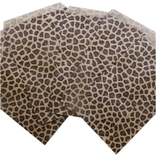 N'icePackaging 50 Qty 8.5" x 11" Cheetah Leopard Print Flat Plain Paper Gift Bags or Patterned Decorative Bags for candy, cookies, merchandise, favors, and more.