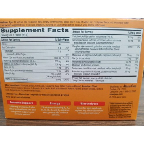 Emergen-C Vitamin C Tangerine Flavored Drink Mix, 0.33 Ounce Each, 30 Count (Pack of 1)
