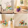 Flowers Building Set for Women - 4 In 1 3D Flower Picture Frames Building Sets, Rose Sunflower Botanical Collection Home Office Decor, Ideas Gift for Valentine Mother's Day Birthday Xmas Girls Adults