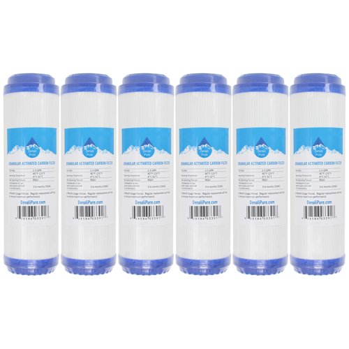 Denali Pure 6-Pack Replacement for Compatible with Aquasafe Aquarium II PRO Granular Activated Carbon Filter - Universal 10-inch Cartridge Compatible with Aquasafe 8 Stage Dual Purpose