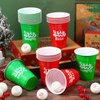 VioraWhite 22 Pcs Christmas Game Supplies Set 16 oz Plastic Cups with 8 Christmas Theme Balls Xmas Party Game Beer Cups for Christmas House Parties Favors Concerts Birthdays BBQ Holidays(Team)