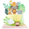 Jungle Safari Animal Cake Toppers, Wild One Animals Cake Decorations with Monkey Giraffe Lion Elephant Figurines, for Baby Shower Birthday Jungle Theme Party Supplies