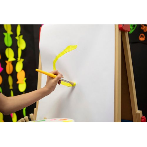 School Smart Stubby Paint Brushes with Plastic Handles for School and Arts and Crafts Use, Assorted Colors and Sizes, Set of 10