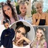BOGSEA 2PCS Space Buns Hair Pieces,Mini Claw Clip in Hair Bun Hair Pieces Synthetic Scrunchies Princess Leia Buns Hair Extension Space Buns Clip in Hair Pieces for Women (Natural Black)