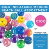 Fun Express Bulk Inflatable 11"" Medium Beach Ball Assortment - 100 Pc. - Toys - 100 Pieces