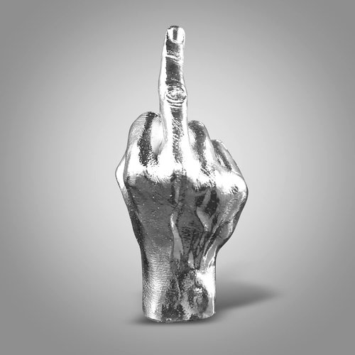 Blowind Silver Polyresin Hand Gesture Peace Sign Decor Boho Shelf Decor Accents Knick Knacks Middle Finger Practical Joke Halloween Prank Gifts (Personality)