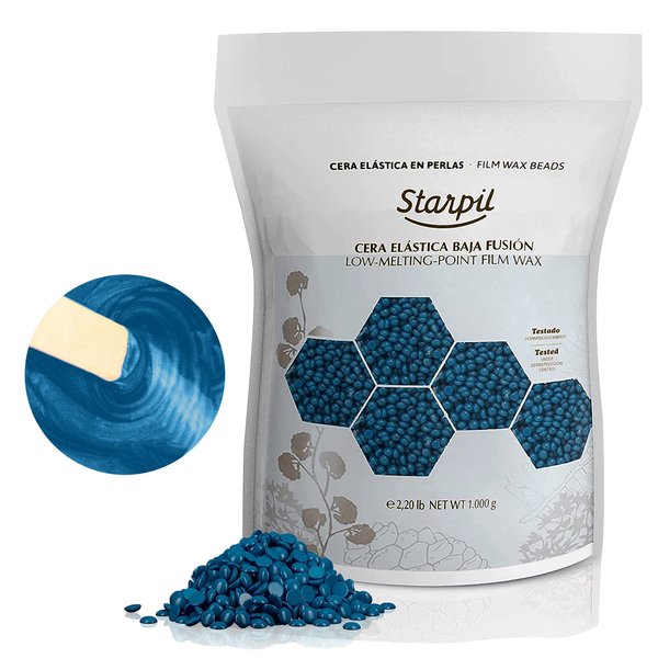 Starpil Wax 1000g / 2.2 lb Bag Blue Hard Wax Beads for Hair Removal, Stripless Wax Beans Refill for Wax Pot Warmer Professional, Low Temperature Film Hair Removal Wax Pearls.