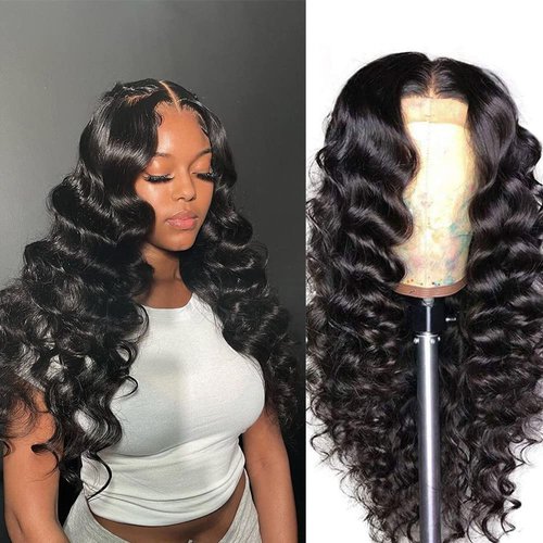 BINF Lace Front Wigs Glueless Wigs Human Hair Pre Plucked Pre Cut Loose Deep Wave Lace Front Wigs Human Hair 4x4 HD Lace Closure Wigs Human Hair for Black Women Glueless Deep Wave Wig 30 Inch