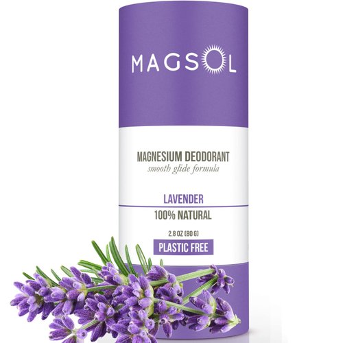 MAGSOL Plastic-Free Natural Deodorant for Women - 100% Aluminum Free, Baking Soda Free, Plastic Free - 2.8 oz (Lavender)