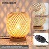 Capslpad Dimmable Rattan Table Lamp Bamboo Woven Handmade Boho Beside Lamp,Small Wicker Desktop Nightstand Lamp Accent Lamp for Kids Living Room,Bedroom,Dorm Decor