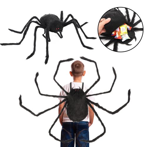 Halloween Spider Costume Party Decorations-Halloween Candy Spider Props with Straps for Kids,Giant Halloween Spider Decorations Outdoor Indoor Realistic Spider Costume for Yard Haunted House Web Decor