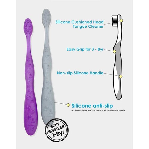 TheTwelve Kids Toothbrush for 3-8 Years Rainbow Colors and Packs 12 PACK