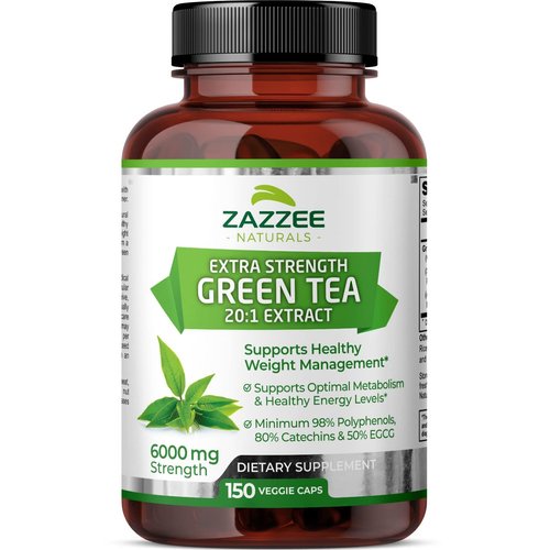 Zazzee Extra Strength Green Tea 20:1 Extract, 6000 mg Strength, 50% EGCG, 98% Polyphenols and 80%...