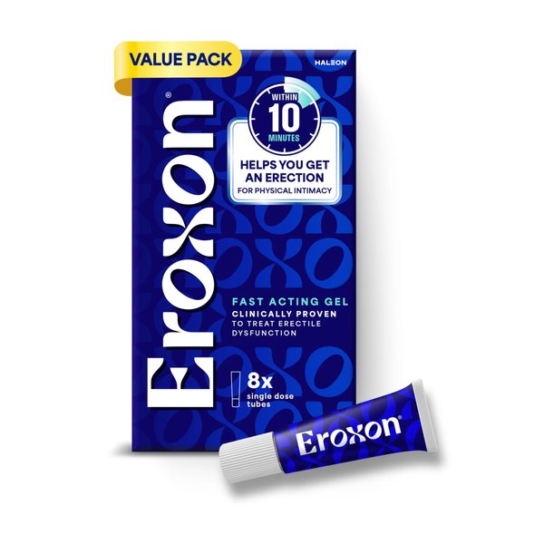 Eroxon Erectile Dysfunction Treatment Gel, New Clinically Proven Topical Gel, Helps Get an Erection Within 10 Minutes, 8 Single Use Tubes