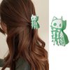 Halloween Skull Cat Hair Claw Clips Green Luminous Skull Cat Hair Clips Funny Cat Shape Hair Claw Glow in the Dark Acrylic Skull Hair Clip Hair Grips Holiday Hair Accessories Halloween Hair Supplies
