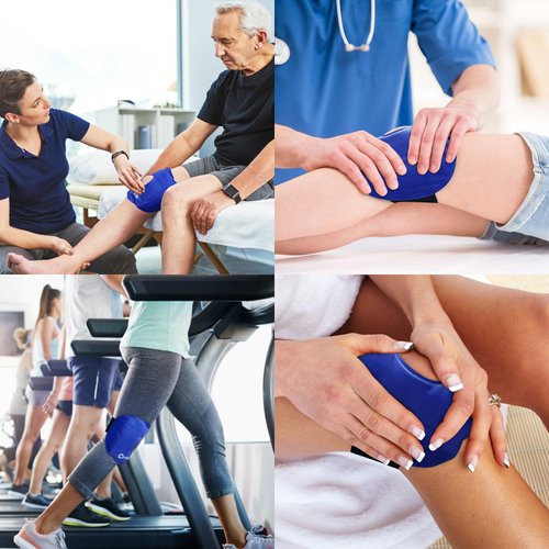 Knee Cold Pack for Injury - 2 Reusable Hot and Cold Ice Packs for Knee Surgery, Joint Pain, Arthritis and Chronic Pain, Relief Swelling, Bruises 9.8" x 6.5" - Adjustable & Flexible for Knees, Elbows