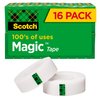 Scotch Magic Tape, Invisible, Repair Christmas Cards and Use as Holiday Gift Wrap Supplies for Christmas, 16 Tape Rolls