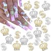 YAEISM 20PCS Dollar Sign Nail Charms Gold Silver Crown Nail Charms 3D Crystal Money Charms for Nails Luxury Nail Rhinestones for Nail Art and DIY Crafts Decoration