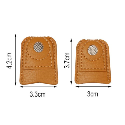 4 Pieces Leather Thimble Sewing Thimble Finger Protector Coin Thimble Pads for Hand Sewing Quilting Knitting Pin Needles Craft DIY Tools, 2 Sizes