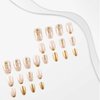 Gold French Tip Press on Nails Medium Fake Nails Almond False Nail Tips Gold Glitter Artificial Nails Design Full Cover Glue on Nails Art Accessories for Women Nail Decoration 24pcs