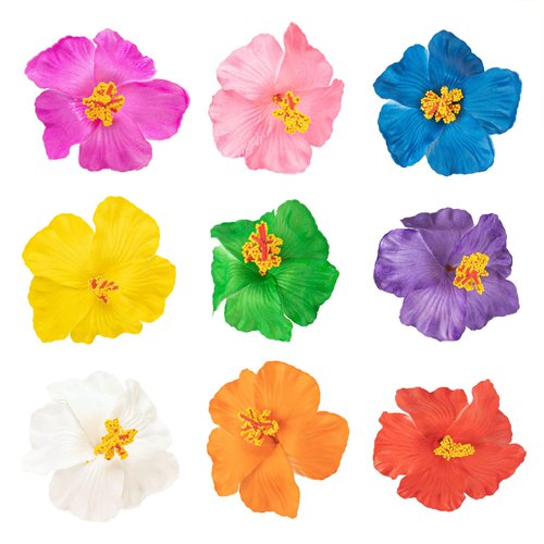 Framendino, 9 Pack Hawaiian Hibiscus Foam Bridal Wedding Beach Floral Hair Clips for Women