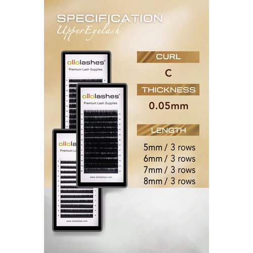 Eyelash Extension B C CC D J Curl Mix 5-20mm 0.03-0.15 Super Matte Classic Lash Extensions Professional Supplies for Lash Techs (C-0.05, 5-8mm)