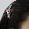 Medium Decorative Hair Comb Rhinestone Crystal Frosted Flowers Bridal Hair Comb, Rainbow