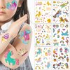 Unicorn Party Supplies Temporary Tattoos - Glitter Unicorn Birthday Party Favors, Cute animated unicorn + Halloween Easter Makeup (6 Sheet)