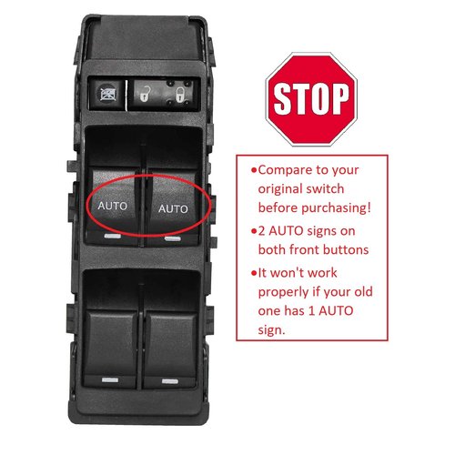 Power Window Switch w/Auto Down on Both Front Left and Front Right Windows Fits for CHRYSLER DODGE JEEP Selected Models Replaces OEM 4602650AA 4602736AA 4602781AA V7700002AA 71041