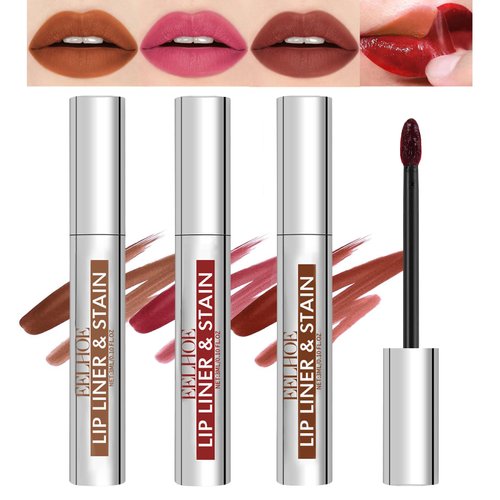 Petansy Peel Off Lip Stain Tattoo,3 Colors Removable Lip Liner Set,Long-Lasting,Waterproof,Highly Pigmented Matte Finish Peel Off Lip Liner Pencil Set (#1, M)