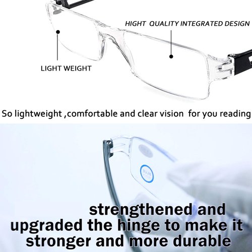 AQWANO Rimless Reading Glasses Computer Blue Light Blocking Clear Frame Readers Anti Glare Filter Lightweight for Women Men (5 Pack Mix Color, 1.0)