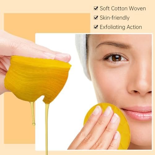 Turmeric Cleansing Pads for Face, Turmeric Exfoliating Face Scrub Pads with Vitamin C, Turmeric Pads Help Balance Skin Oil And Water, Turmeric Face Scrub Pads Suitable for All Skin Types 50 Pcs (M)