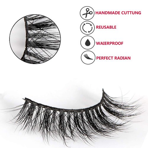 Mink Lashes 3D 18mm Natural Cat Eye Lashes Reusable Long Eyelashes for Daily Eye Makeup False Eyelashes 2 Pairs-LINGSTAR (YM1090-Iris)
