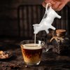 Angoily White Ceramic Creamer with Handle, 40ML/1.35 oz Creative Cow Shape Creamer Cups, Mini Creamer Pitcher, Creamer Jug for Coffee/Tea/Milk