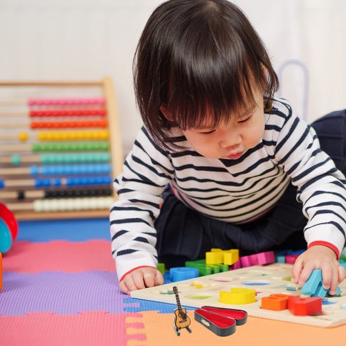 SUPVOX Fake Guitar Miniature Wooden Guitar Model 1:12 8cm Dollhouse Mini Musical Instrument Bass Guitar with Stand and Case Instrument Replica Classical Dolls for Dollhouse Furniture