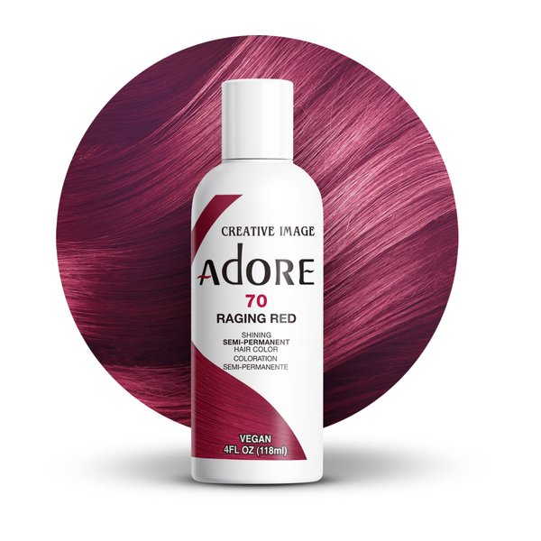 Adore Semi Permanent Hair Color - Vegan and Cruelty-Free Hair Dye - 4 Fl Oz - 070 Raging Red (Pack of 1)